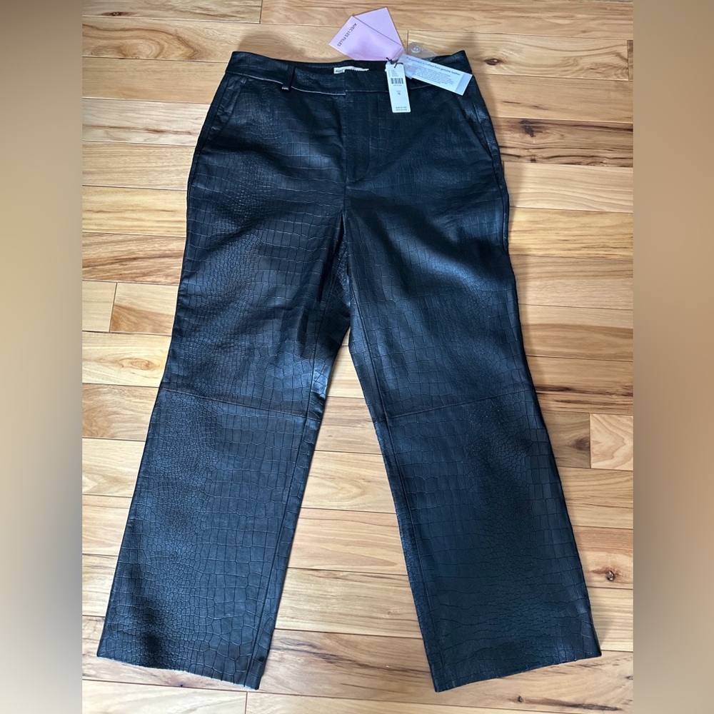 LEATHER Anthropologie Cropped Genuine Pants Avec Les Filles NWT!!! Awesome!! M!